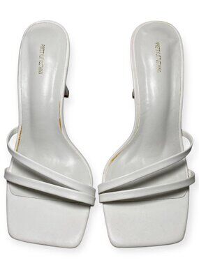 PrettyLittleThing White Double Strap Square Toe Heels